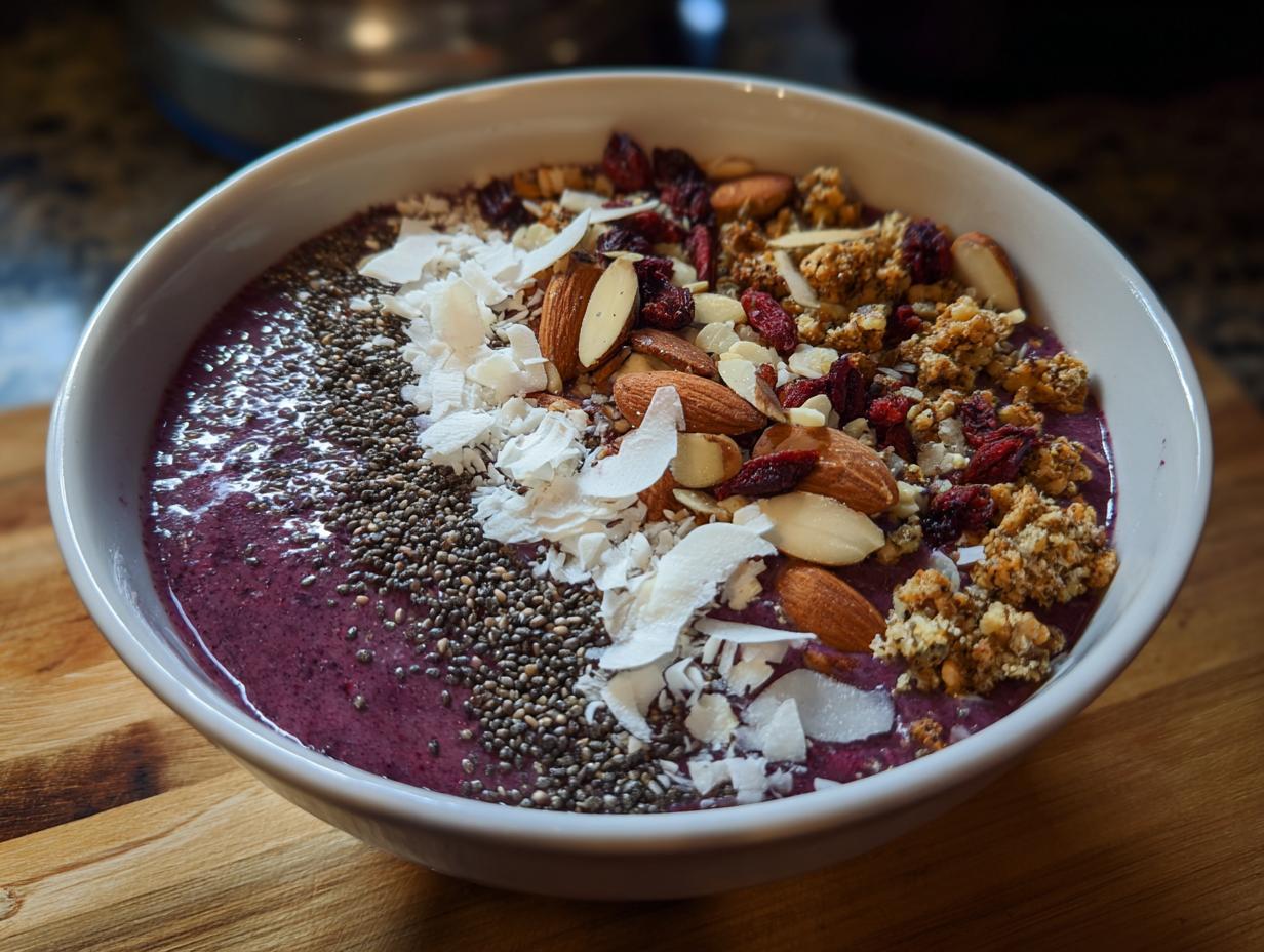 Delicious Açaí Almond Crunch Smoothie Bowl: 1 Recipe