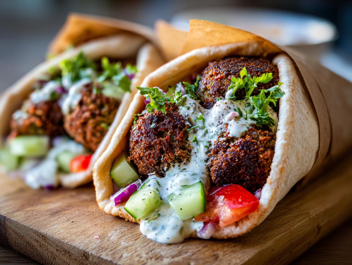 1 Easy Falafel Pitas with Tahini Cucumber!