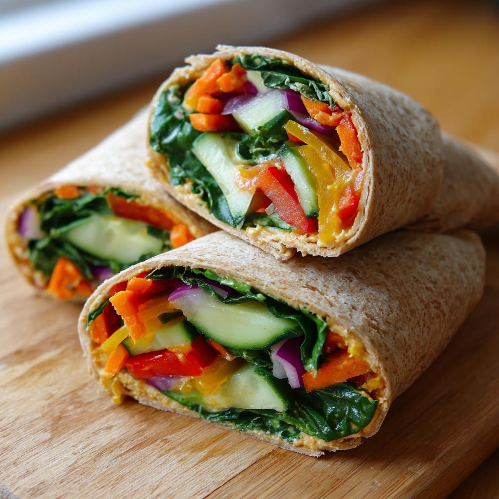 300-Calorie Hummus Veggie Wraps (Meal Prep)