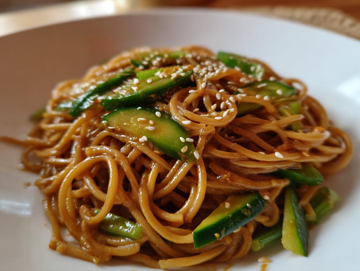 Unbelievable! 20-Min Sesame Peanut Noodles (Cucumber)