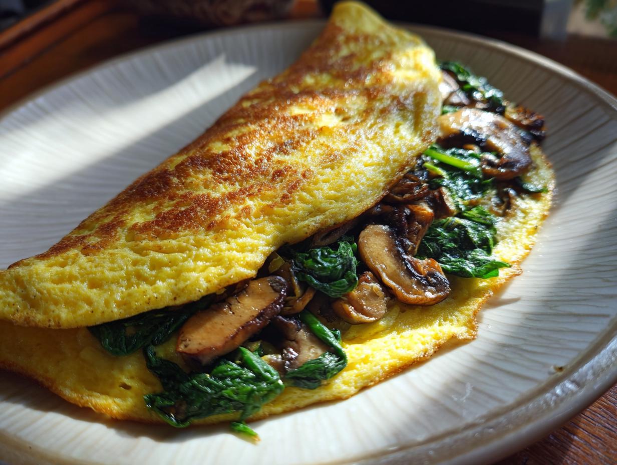 Spinach Mushroom Egg White Omelet: 15-Min Delight!