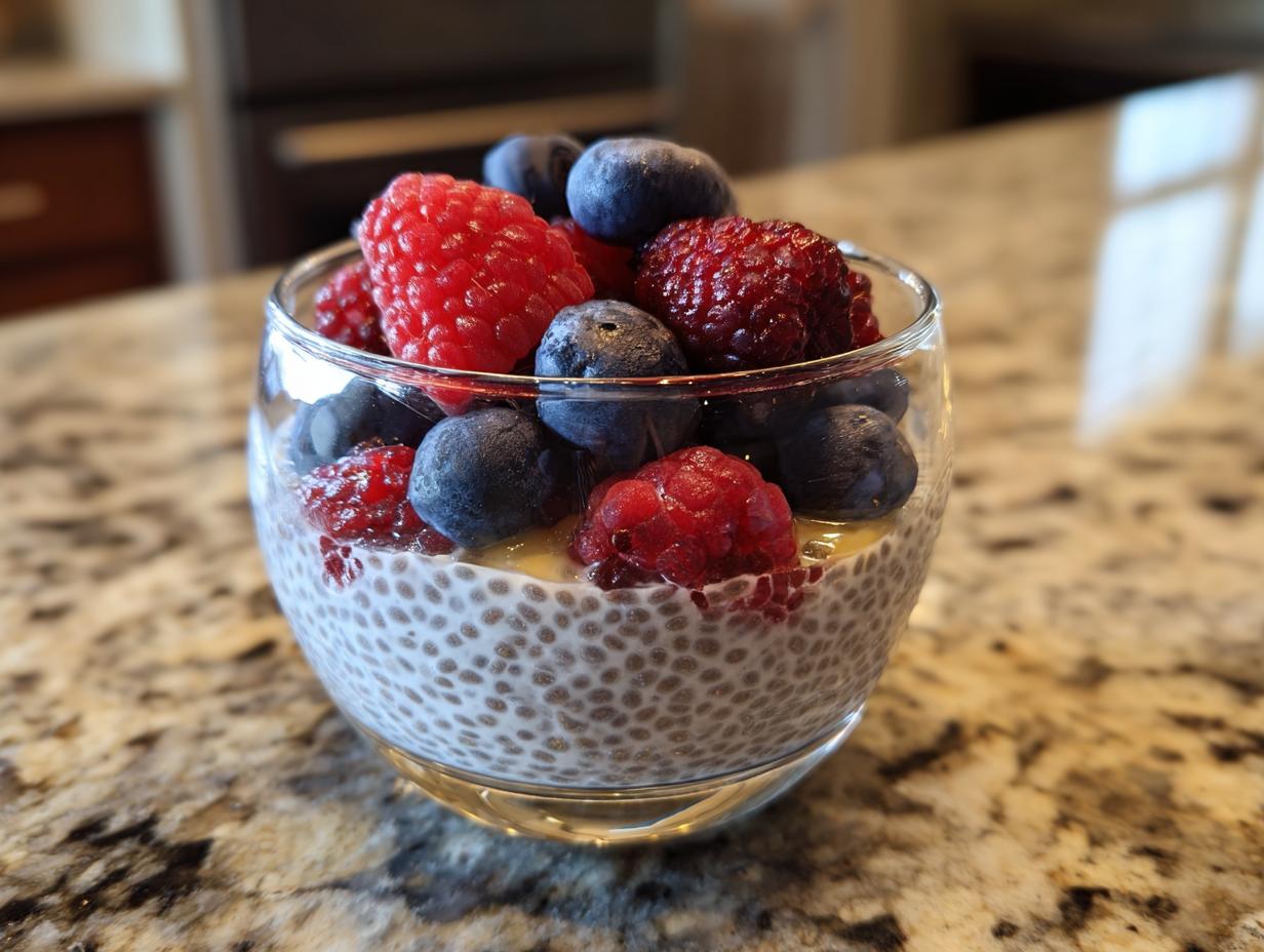 5-Min Delight: Delicious Vanilla Chia Seed Pudding with Berries