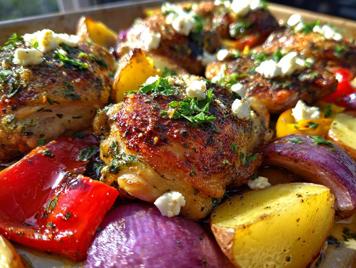 **Sheet Pan Greek Chicken and Potatoes:** 1 Pan, 1 Happy Family!