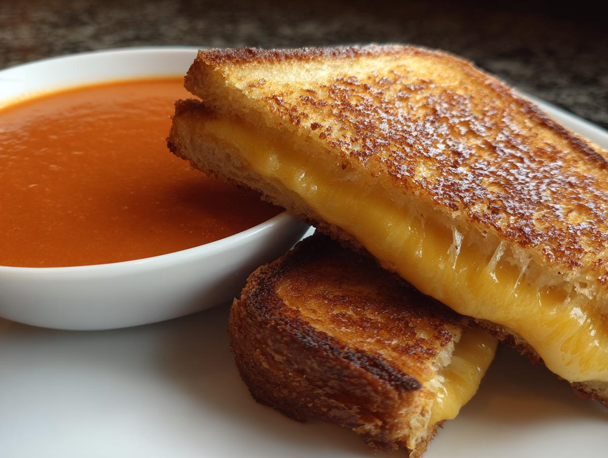 1 Perfect Grilled Cheese & Tomato Soup: 3 Step Recipe