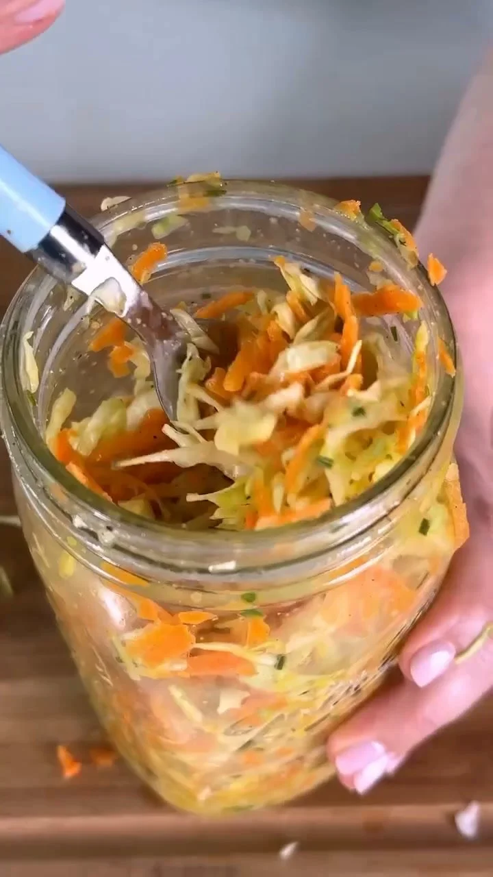 Carrot and Cabbage Salad with Lemon-Honey Dijon Vinaigrette 1 Carrot and cabbage salad drizzled with lemon-honey Dijon vinaigrette