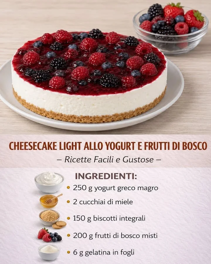 Cheesecake light allo yogurt e frutti di bosco 1 Cheesecake leggera allo yogurt con frutti di bosco freschi