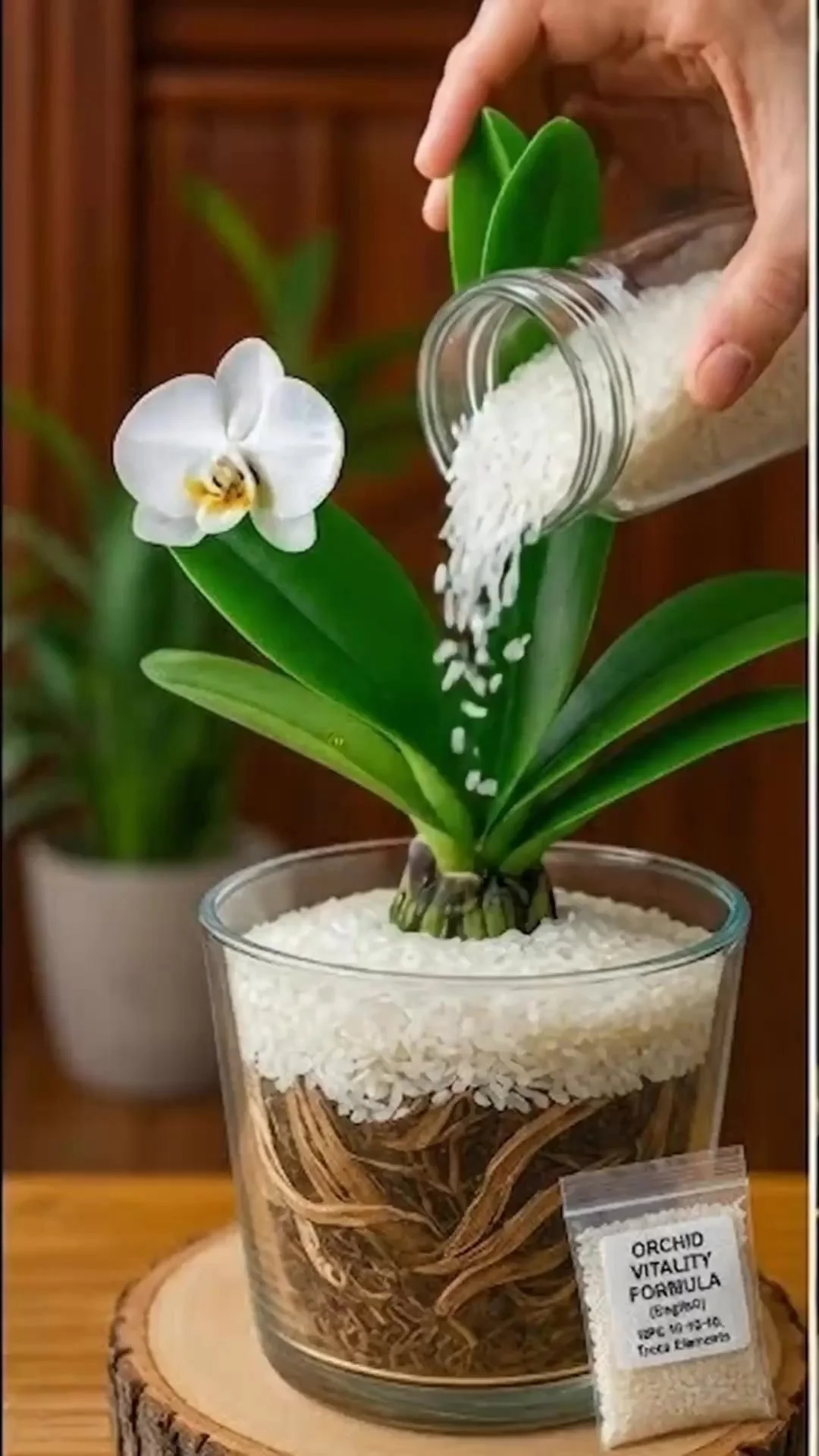 Covering Orchid Roots Led to Unprecedented Blooms 1 Healthy orchid roots covered for optimal growth and blooming