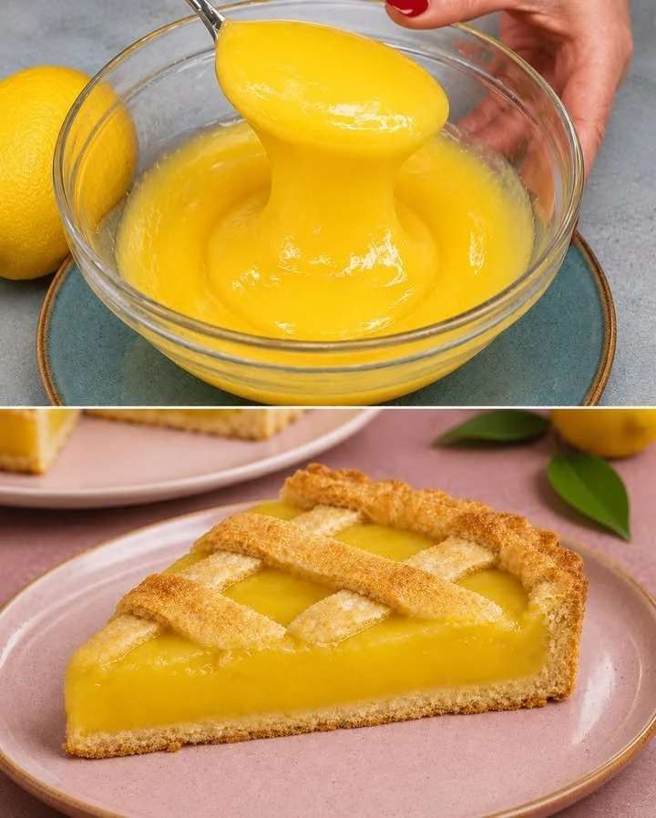 Crema al limone: ricetta furba 1 Crema al limone pronta per essere servita su un dolce