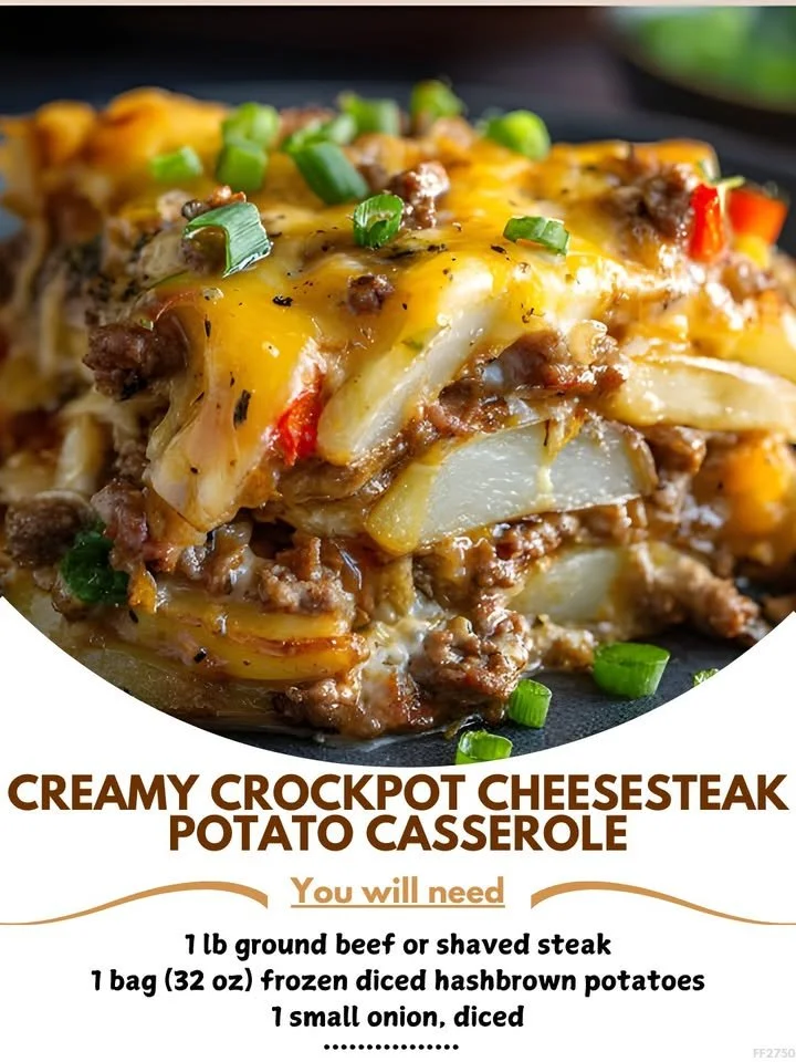 Crockpot Cheesesteak Potato Casserole