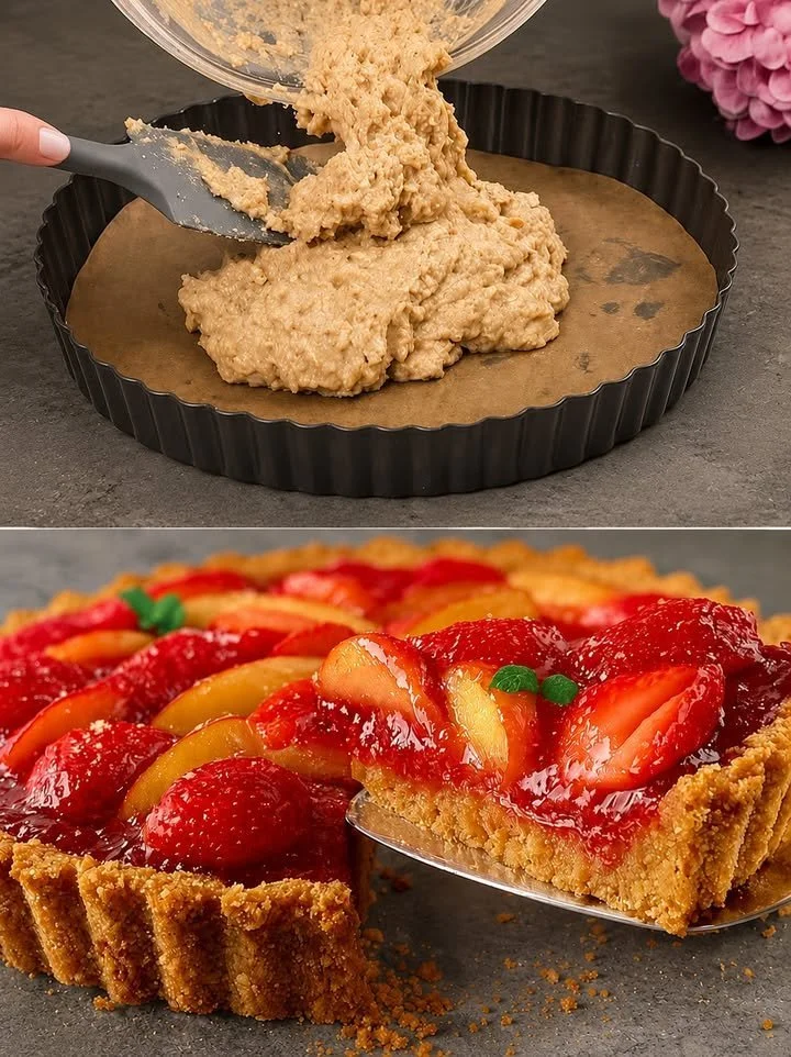 Crostata Furba 1 Crostata Furba con frutta fresca e crema sul piatto