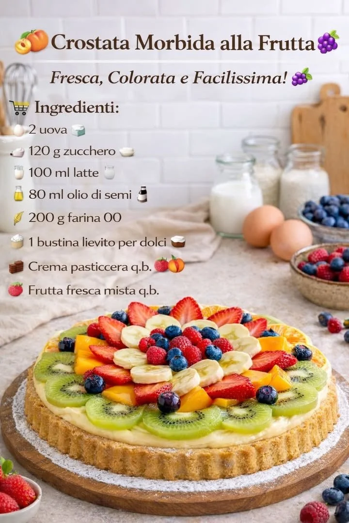 Crostata Morbida alla Frutta: Ricetta Facile 1 Crostata morbida alla frutta pronta per essere servita