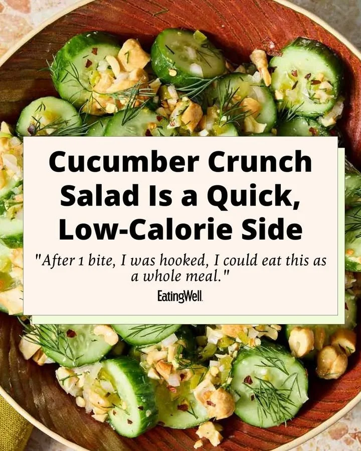 Cucumber Crunch Salad with Dill Pickle Vinaigrette 1 Cucumber Crunch Salad with Dill Pickle Vinaigrette served in a bowl