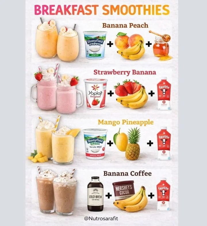 Easy Breakfast Smoothies: 4 Quick Blends in Minutes for Energy, Glow, and Weight Balance 1 Four colorful breakfast smoothies in glasses, showcasing healthy ingredients and vibrant colors.