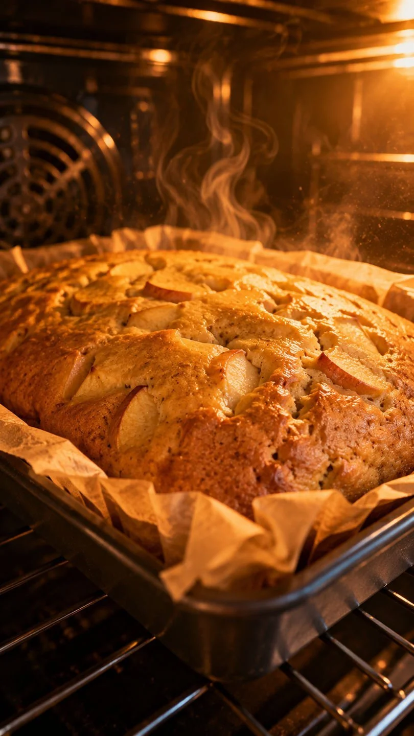 Easy Fluffy Apple Cake Recipe 1 Fluffy apple cake freshly baked and served on a plate