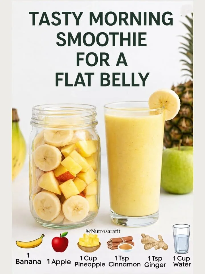 Flat Belly Morning Smoothie 1 Flat Belly Morning Smoothie with fresh fruits and greens