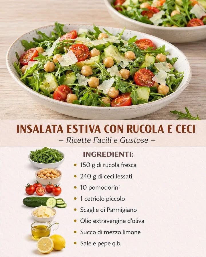 Insalata estiva di rucola e ceci 1 Insalata estiva di rucola e ceci, piatto fresco e colorato