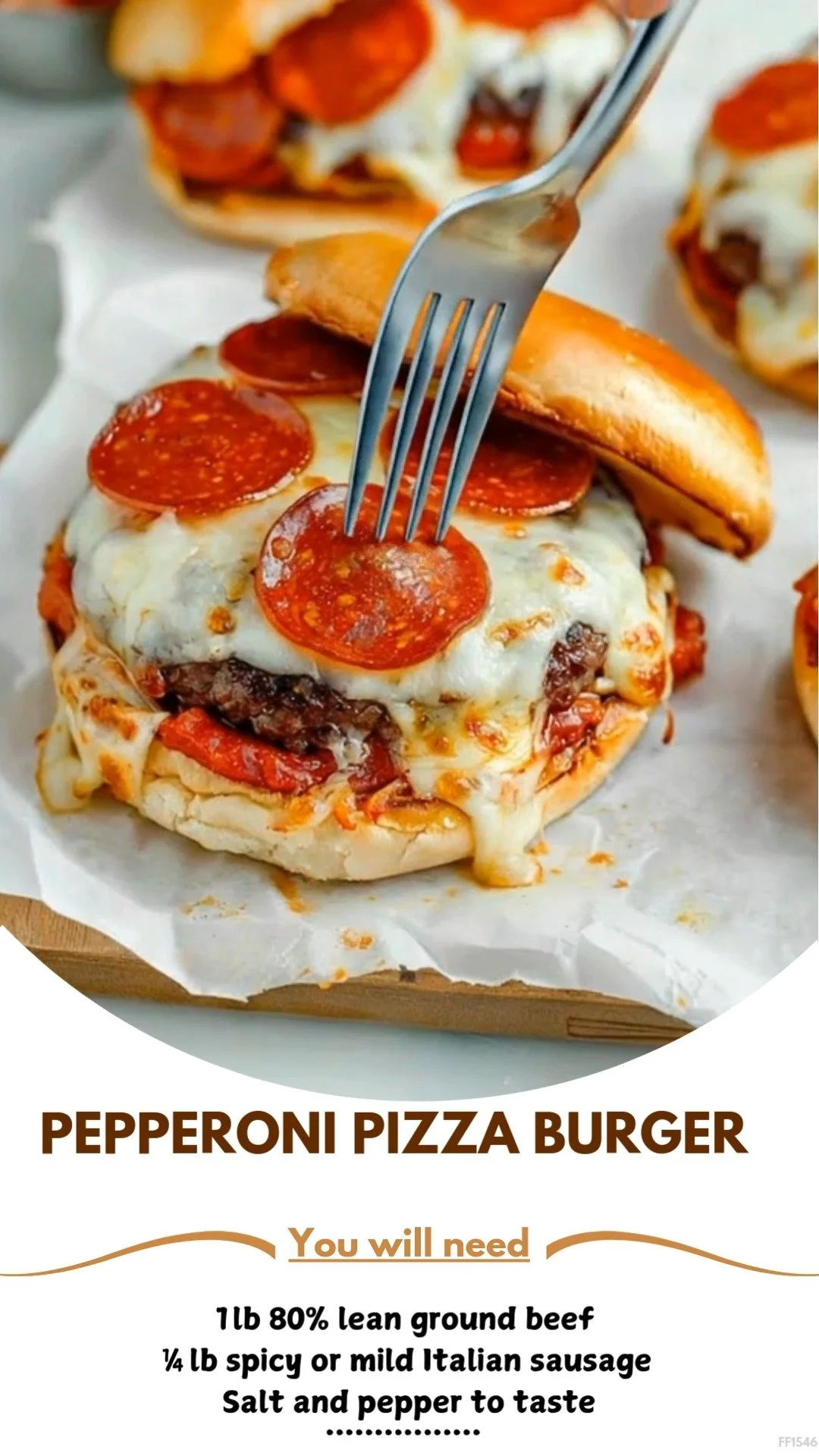 Pepperoni Pizza Burger with Pizza Sauce and Melted Cheese