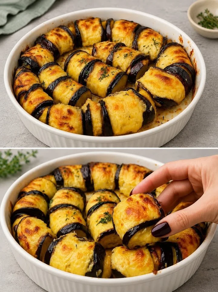Rotolini di Melanzane 1 Rotolini di Melanzane preparati con ingredienti freschi e gustosi.