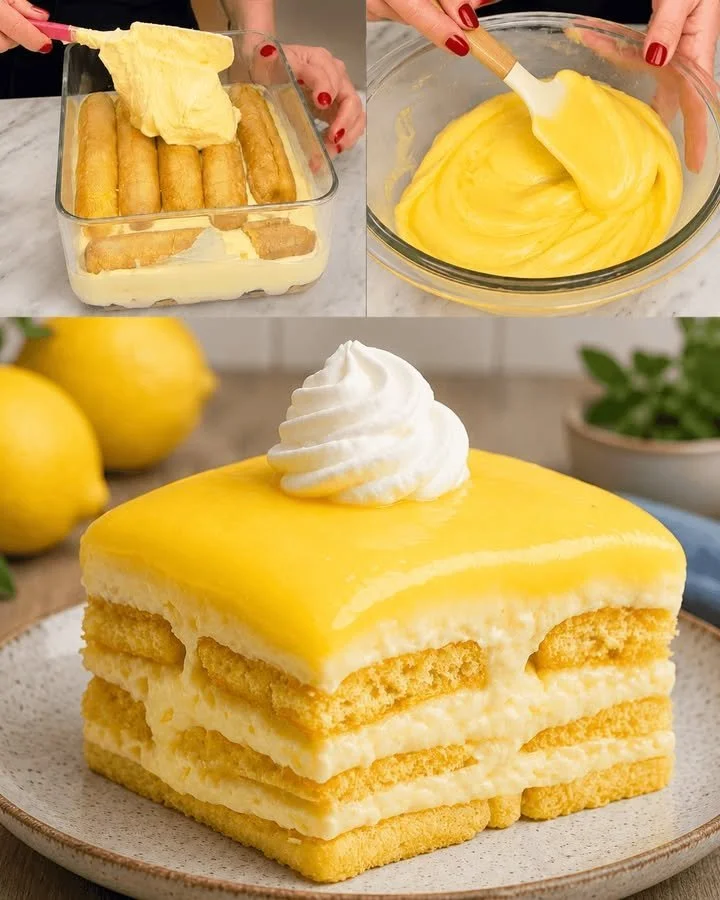 Tiramisù al limone 1 Delizioso Tiramisù al limone servito in un piatto elegante