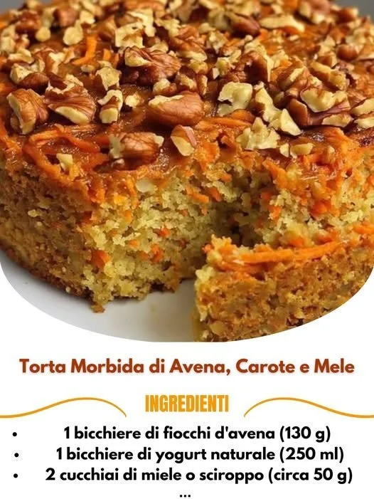 Torta di fiocchi d'avena e carote 1 Torta di fiocchi d'avena e carote fresca e golosa