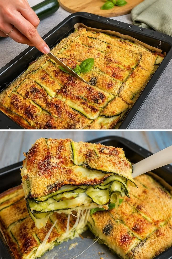 Zucchine e Formaggio a Strati 1 Zucchine e formaggio a strati, un delizioso piatto vegetariano
