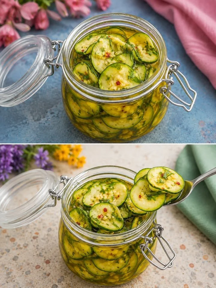 Zucchine Marinate Crude 1 Zucchine marinate crude servite in un piatto elegante
