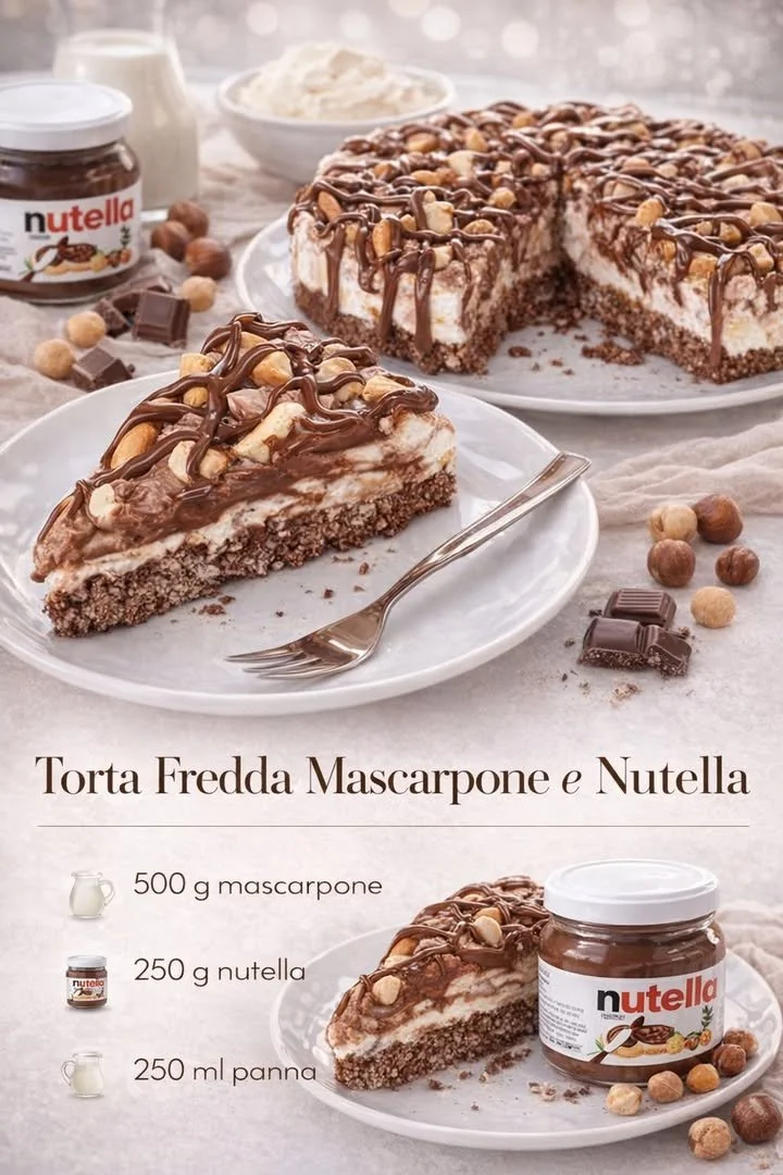 Torta Fredda Mascarpone e Nutella: il Dolce Cremoso che Fa Venire Voglia di un’Altra Fetta 🤎